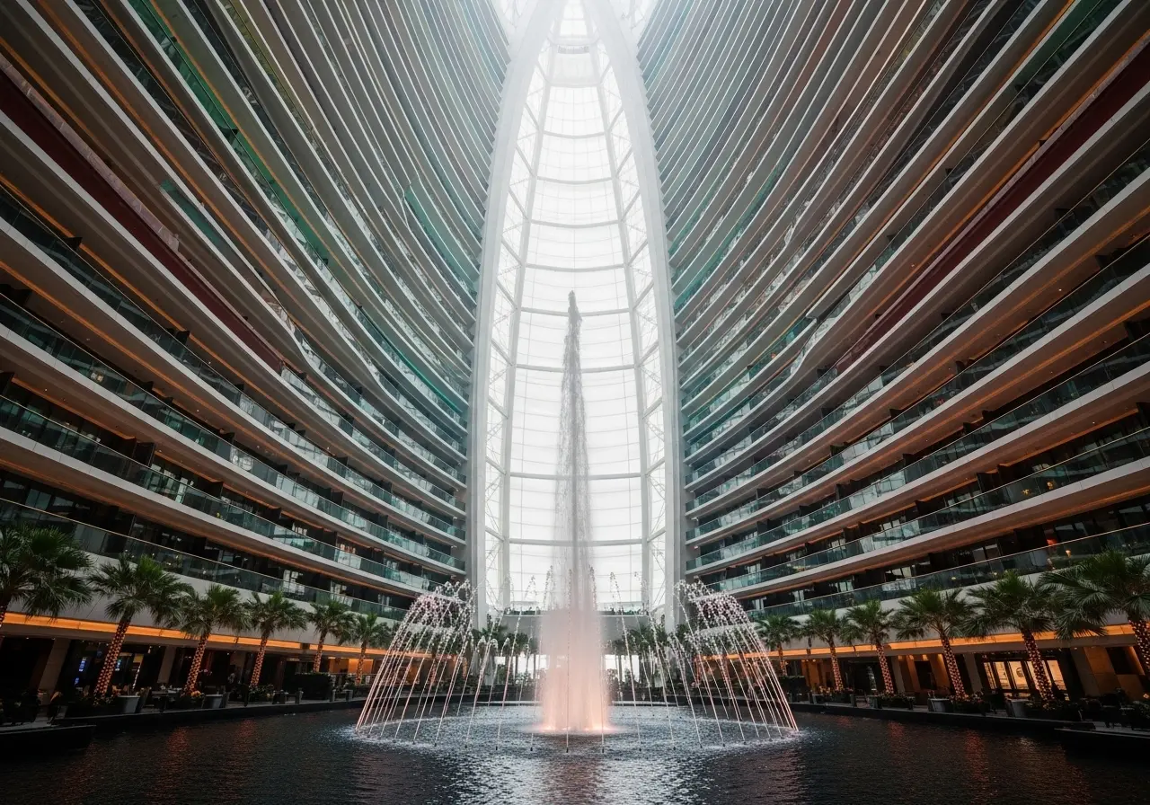 The magnificent, colorful atrium during a Burj Al Arab inside tour.